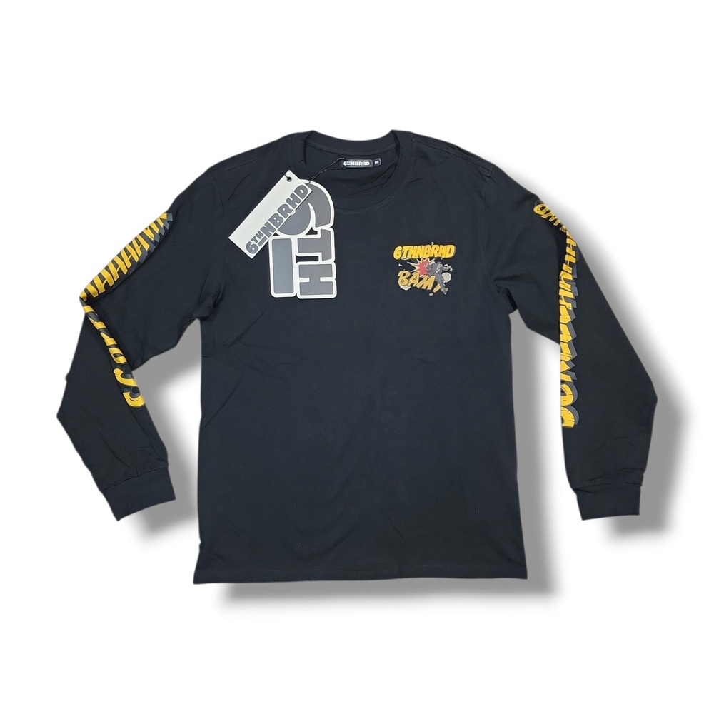 6th‎ NBRHD "Vile" Long Sleeve Crew Neck Black T-Shirt Men's M NWT